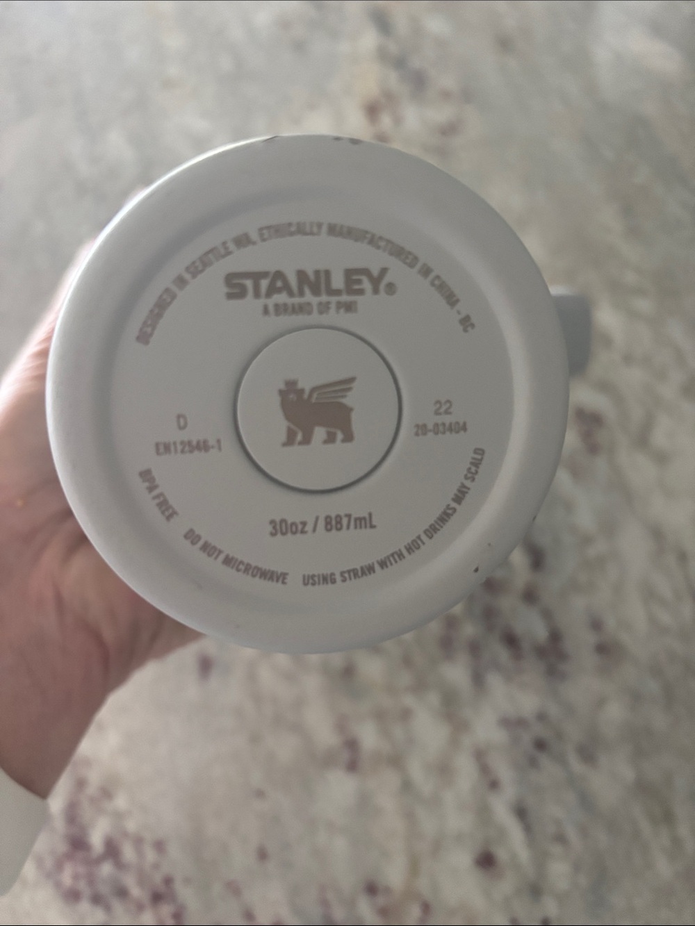 Stanley Light Gray 30 oz Insulated Travel Mug with Handle and Straw - Picture 2 of 5